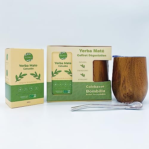 Bio-Maté- und Bio-Catuaba-Box mit Kalebasse und Edelstahl-Bombilla