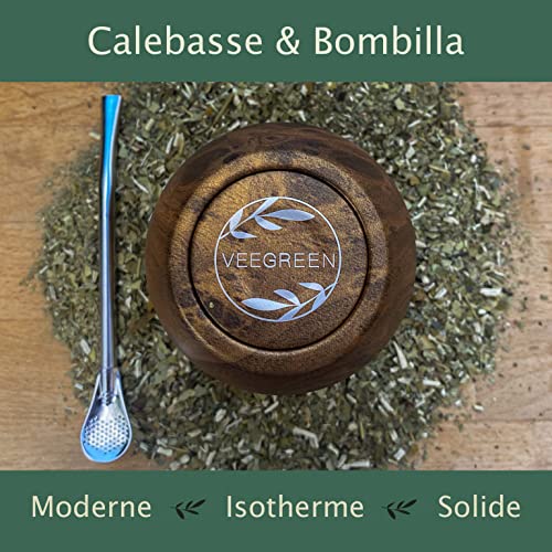 Mate-Kalebasse und Bombillas, Mate-Becher aus Edelstahl.